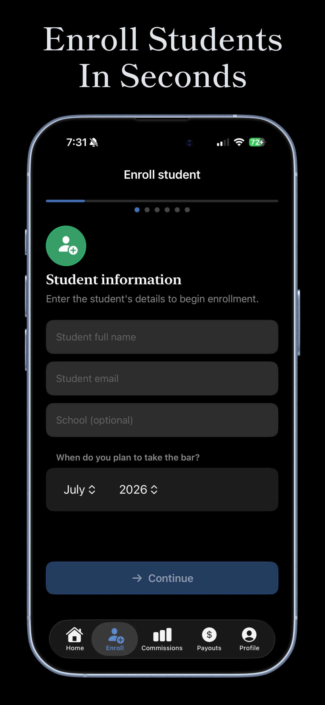 Enter student information