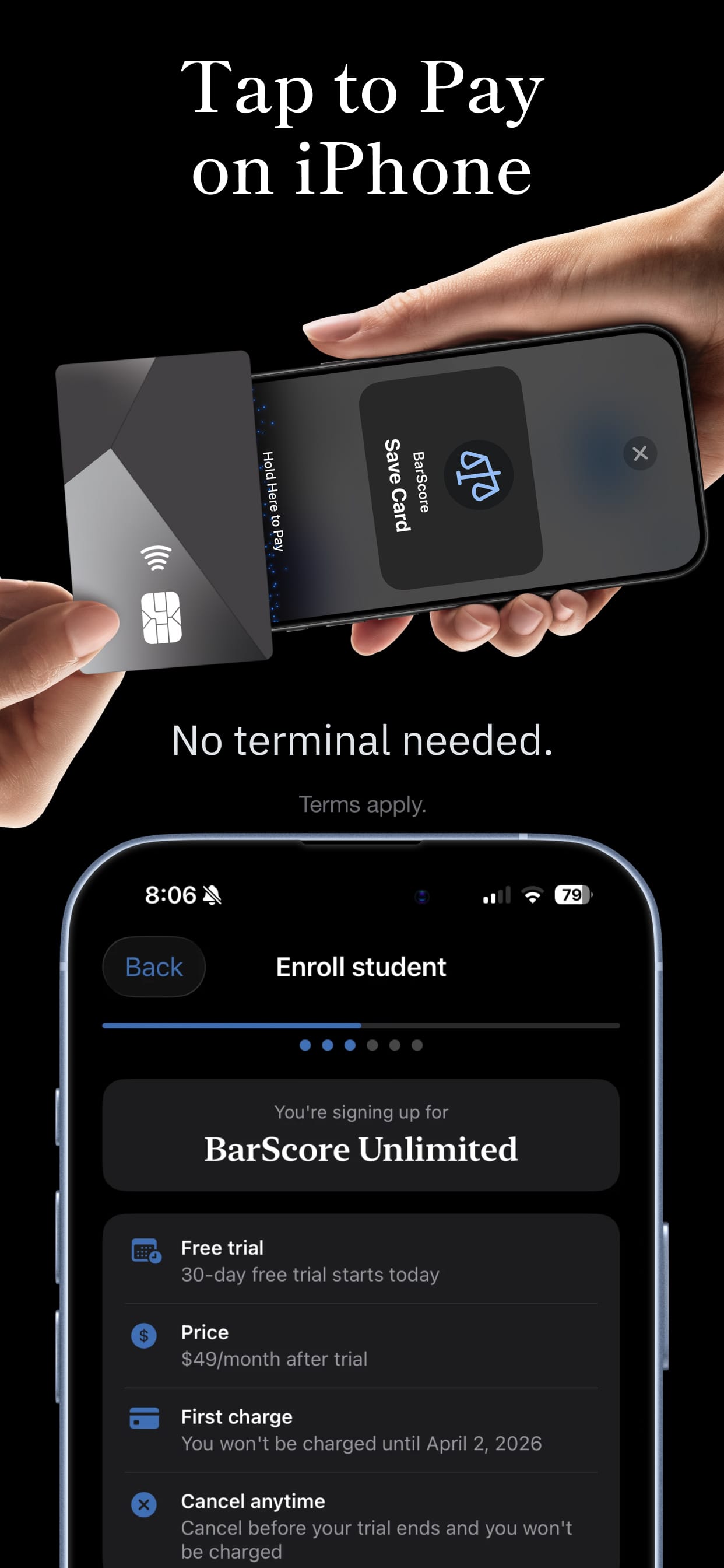 Tap card to iPhone